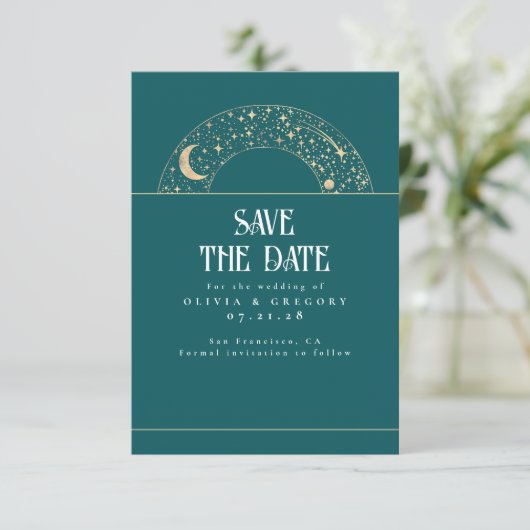 Night Sky Stars Celestial Sla de datum op Save The Date (Staand voorkant)