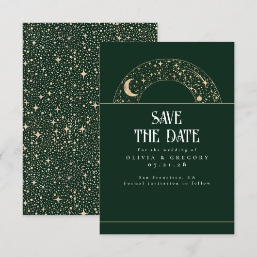 Night Sky Stars Celestial Sla de datum op Save The Date (Voorkant / Achterkant)