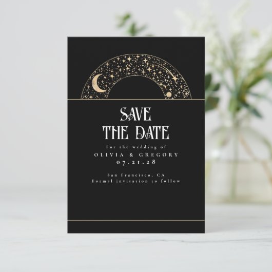 Night Sky Stars Celestial Sla de datum op Save The Date (Staand voorkant)