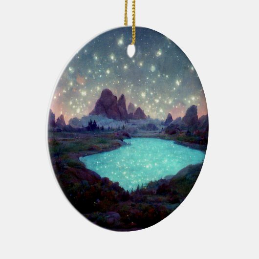 Night Sky Stars Fantasy Landschap Keramisch Ornament (Rechts)