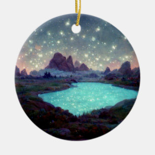 Night Sky Stars Fantasy Landschap Keramisch Ornament
