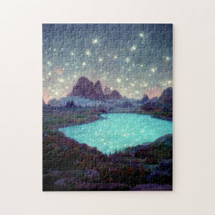 Night Sky Stars Fantasy Landschap Legpuzzel