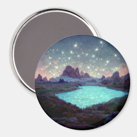 Night Sky Stars Fantasy Landschap Magneet (Voorkant / Achterkant)