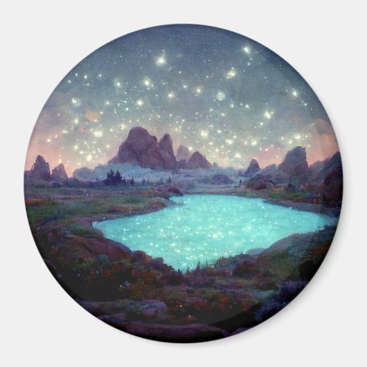 Night Sky Stars Fantasy Landschap Magneet (Voorkant)