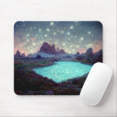 Night Sky Stars Fantasy Landschap Muismat (Met muis)