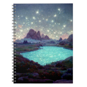 Night Sky Stars Fantasy Landschap Notitieboek