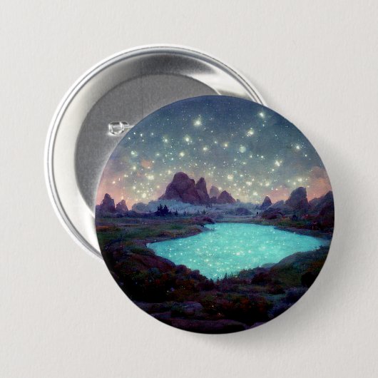 Night Sky Stars Fantasy Landschap Ronde Button 7,6 Cm (Voorkant /achterkant)