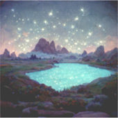 Night Sky Stars Fantasy Landschap Sticker (Voorkant)