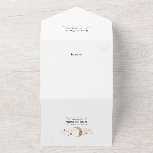 Night Sky Stars Hemelse Boog Huwelijk All In One Uitnodiging (Buitenkant)