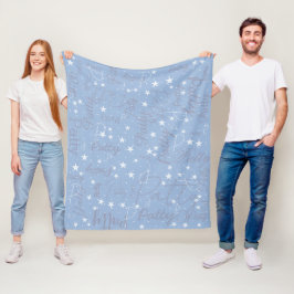Night Sky Stars Lichtblauw (met haar naam) Fleece Deken