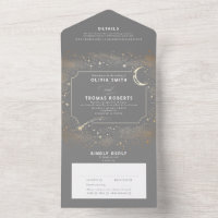 Night Sky Stars Moon Celestial Grey Wedding