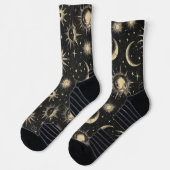 Night Sky Stars & Moon Krijt Tekenpatroon Sokken (Links)
