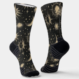 Night Sky Stars & Moon Krijt Tekenpatroon Sokken