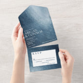 Night Sky Stars Navy Blue White All In One Uitnodiging (Afscheurbaar)