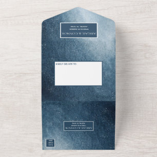 Night Sky Stars Navy Blue White All In One Uitnodiging