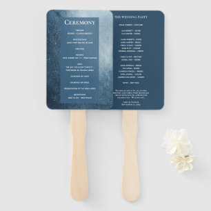 Night Sky Stars Navy Blue White Fan Programme Handwaaier