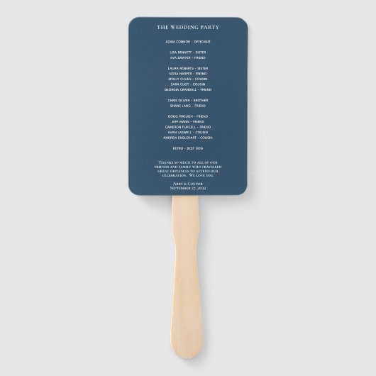 Night Sky Stars Navy Blue White Fan Programme Handwaaier (Achterkant)