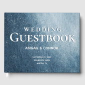 Night Sky Stars Navy Blue White Gastenboek (Voorkant)