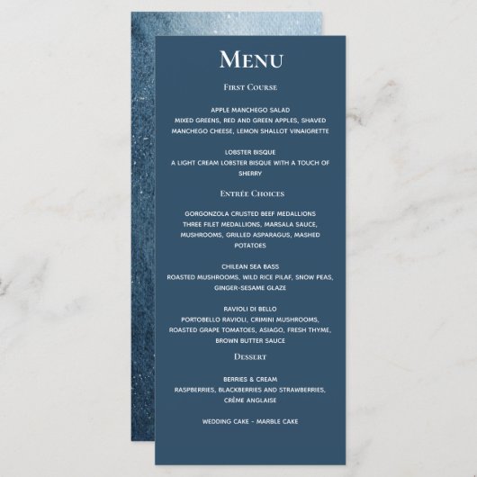 Night Sky Stars Navy Blue White Menu (Voorkant / Achterkant)