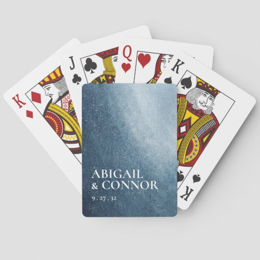 Night Sky Stars Navy Blue White Pokerkaarten (Achterkant)