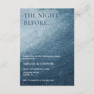 Night Sky Stars Navy Blue White Rehearsal Dinner Informatiekaartje