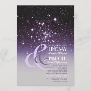Night Sky Stars Romantic Wedding Invitations Kaart