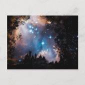 Night Sky Stars Tree Castle Briefkaart (Voorkant)