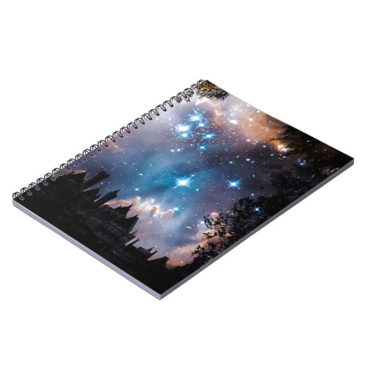 Night Sky Stars Tree Castle Notitieboek (Linkerzijde)