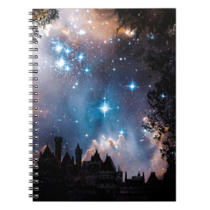 Night Sky Stars Tree Castle Notitieboek