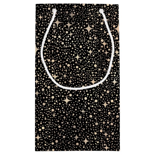 Night Sky Stars Zwart en Goud Klein Cadeauzakje (Achterkant)