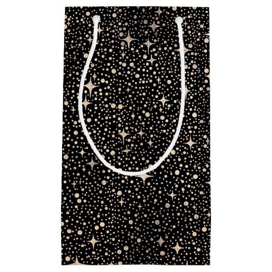 Night Sky Stars Zwart en Goud Klein Cadeauzakje (Voorkant)