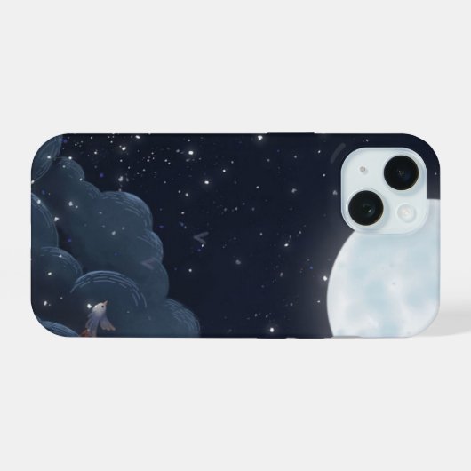 Night Sky Tough Phone Case — Moon, Stars  iPhone 15 Case (Achterkant horizontaal)