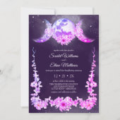 Night Sky Triple Moon Phases Paarse Handfasting Kaart (Voorkant)