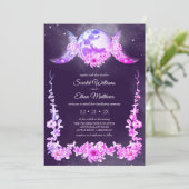 Night Sky Triple Moon Phases Paarse Handfasting Kaart (Staand voorkant)