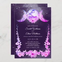 Night Sky Triple Moon Phases Paarse Handfasting Kaart