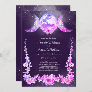 Night Sky Triple Moon Phases Paarse Handfasting Kaart