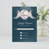Night Sky Triple Moon Pink & Blue Handfasting RSVP Kaartje (Staand voorkant)