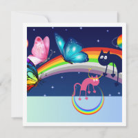Night Sky, twee katten, vlinders en een regenboog
