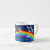Night Sky, twee vogels, vlinders en een regenboog Espresso Kop (Voorkant rechts)