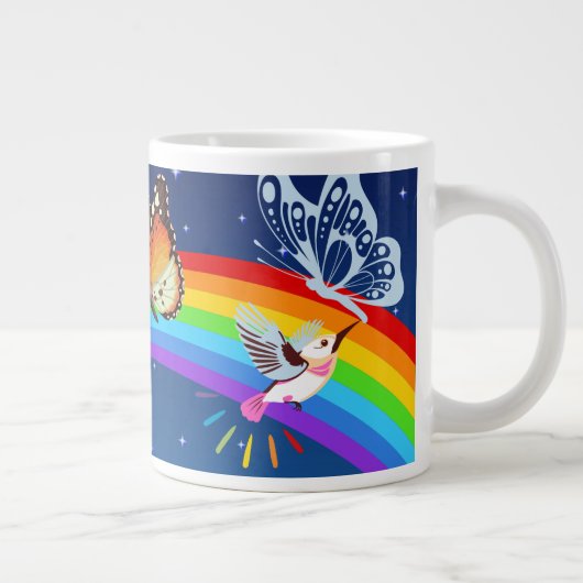Night Sky, twee vogels, vlinders en een regenboog Grote Koffiekop (Rechts)