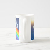 Night Sky, twee vogels, vlinders en een regenboog Porselein Kop (Achterkant)