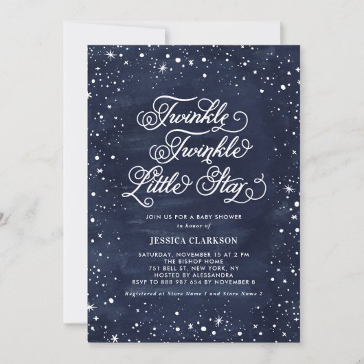 Night Sky Twinkle Twinkle Little Star Baby shower Kaart (Voorkant)