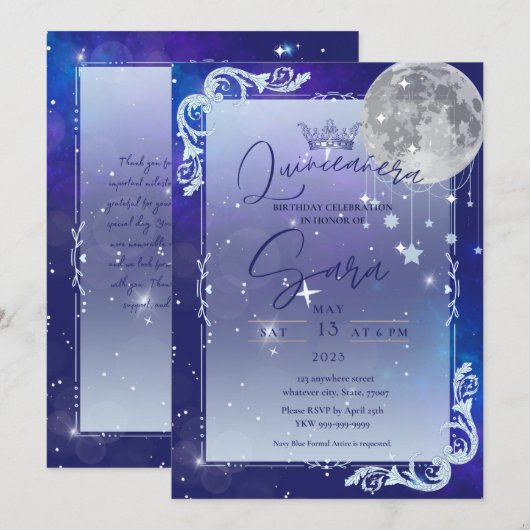 Night Sky Uitnodiging (Voorkant / Achterkant)