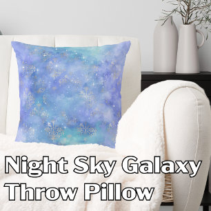 Night Sky Waterverf Galaxy Paarse Blue Silver Kussen