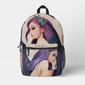 Night Sky Waterverf Moon Mermaid Rugzak (Voorkant)