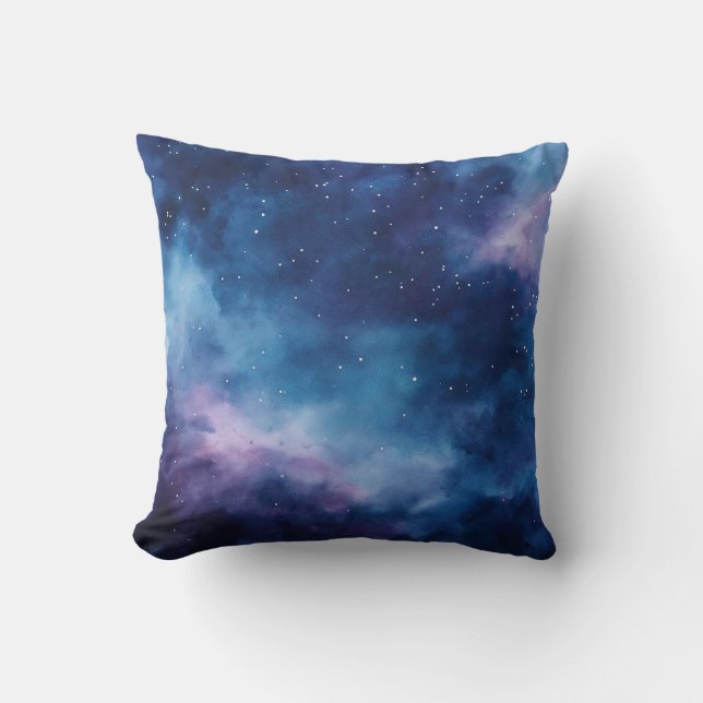 Night Sky Waterverf Pillow Kussen (Voorkant)