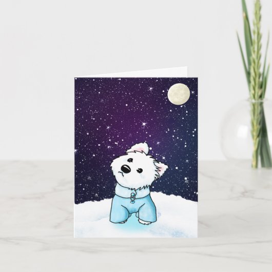 Night sky Winter Westie Bedankkaart (Voorkant)