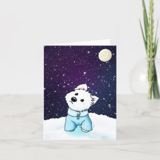 Night sky Winter Westie Bedankkaart