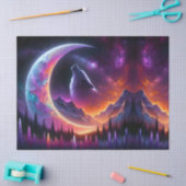 Night Sky Wolf Crescent Moon Lavender Tissuepapier (Craft)