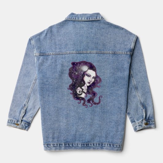 Night Skye Fantasy Celestial Woman Denim Jacket (Achterkant)